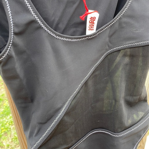 NWT (S) SOLID & STRIPED Sybil blackout UV protect professional swimsuit mesh mid - Picture 7 of 12